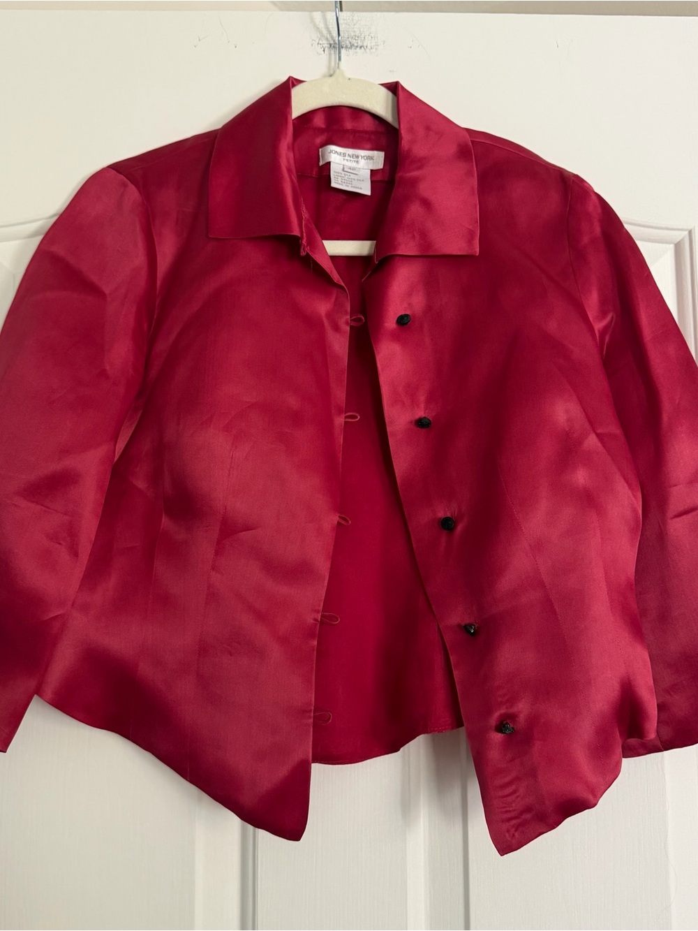 Jones New York 100% Silk Fuchsia Blouse 4P Petite